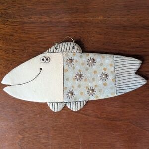 Handcrafted Clay Fish Wall Art Stamped on the back with a "P".